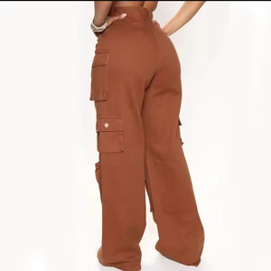 Jeans Cargo de Cintura Alta para Mujer Talla Grande, Corte Holgado, Largos, de Mezclilla Lavada, con Múltiples Bolsillos, Estilo Casual - Product Image 5