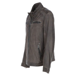 Chaqueta de Motocicleta para Mujer, de Cuero Genuino y Gamuza Vacuna, Transpirable, con Cuello Alto, Manga Larga, Cierre de Cremallera, Resistente al Viento, Color Marrón Sólido - Product Image 3