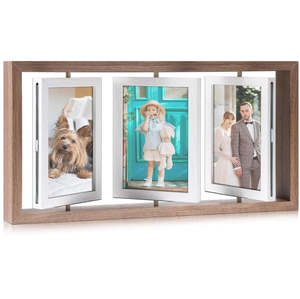 Cadre photo en bois rustique fait à la main à double charnière avec vitre avant, écologique, pour présentoir de table vertical, pour les mères - Product Image 4