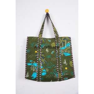 Bolso de compras ecológico estilo bohemio indio a rayas, hecho a mano, de algodón acolchado, grande, con asa larga, para fiestas y exposiciones - Product Image 1