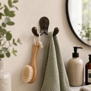 SHUBHAM Gancho Doble de Metal Vintage para Colgar Ropa, Acabado en Latón Antiguo, para Baño, Entrada, Pasillo, Decoración de Pared Vintage - Product Image 4