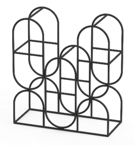 Modern Geometric Metal 8 <b>Bottle</b> Wine <b>Rack</b> Double Tier Standing Organizer Minimalist Design Durable Freestanding Shelf - Product Image 1
