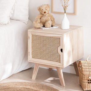 Bois Panneled Modern Bedroom Nightstand <b>Side</b> <b>Table</b> Bedside Cabinet <b>Storage</b> Accent Furniture - Product Image 1