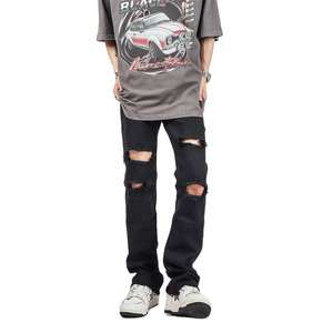 กางเกงยีนส์ผู้ชายไซส์ใหญ่จากโรงงานโดยตรง ผ้าสั่งทำพิเศษ ทนทาน สไตล์สตรีทแวร์ ปักลายตามสั่ง - Product Image 3