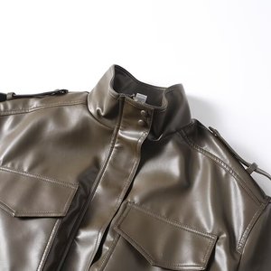 Chaqueta de Cuero Premium para Mujer, Chaqueta de Motociclista de PU Personalizada, Abrigo Ajustado de Moda, Ropa Exterior al por Mayor con Etiquetas Tejidas Personalizadas - Product Image 3