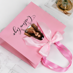 Bolsas de Regalo Rosadas de Lujo con Logotipo Personalizado y Asas de Lazo de Satén, Bolsas de Papel Rosadas con Marca Personalizada - Product Image 6