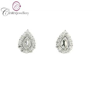 Luxe 18K AU750 solide or blanc naturel poire forme boucles d'oreilles 6.5x4.5mm fête de mariage anniversaire cadeau PT950 - Product Image 1