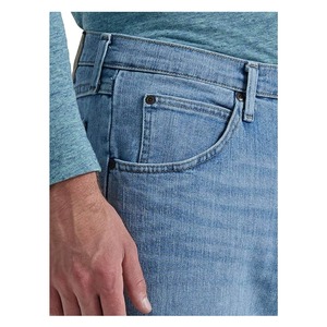 Jeans de mezclilla para hombre, lavados con efecto desgastado, de peso medio, corte regular, casuales, azules, de algodón, para otoño. - Product Image 5