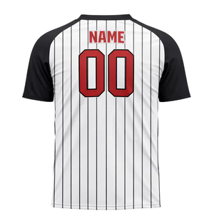 Camiseta de Béisbol Personalizada para Hombre, Blanca con Rayas Negras, Cuello en V, Sin Mangas, Absorbe la Humedad, 100% Poliéster Malla, Nombre del Equipo 00 Heat - Product Image 4