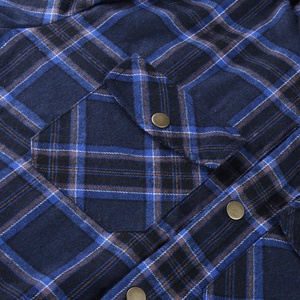 Veste personnalisée unisexe surdimensionnée en flanelle à carreaux, 100 % coton respirant, col montant, logo frontal, fermeture éclair, épaisse et chaude - Product Image 5