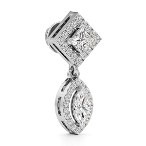 Pendientes de Diamantes con Corte Princesa, Chapados en Rodio, Geométricos, Joyería de Lujo para Mujer, para Bodas - Product Image 2