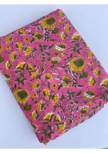 ผ้าฝ้ายพิมพ์ลายดอกไม้ 100% ผ้าพิมพ์ลายดอกไม้แบบอินเดียด้วยมือ สำหรับเสื้อผ้าผู้หญิง เด็กผู้ชาย กระเป๋า ลายดอกไม้แบบบล็อก - Product Image 2