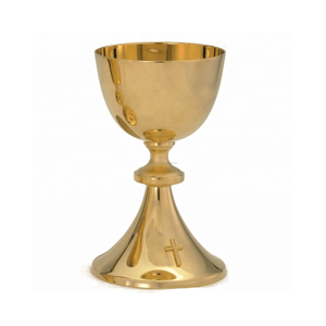 Cáliz de iglesia de latón con Acabado niquelado Diseño grabado de forma redonda con patrón Excelente calidad para beber - Product Image 4