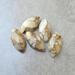 Cabochon en Caclite de Cuivre Naturel, Forme Marquise, Dos Plat, Pierre Calibrée pour Bijoux - Product Image 4