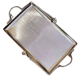 Plateau en aluminium poli brillant, forme ronde, design créatif, pour la maison, l'hôtel, le restaurant, motif floral, plateau moderne et élégant - Product Image 3