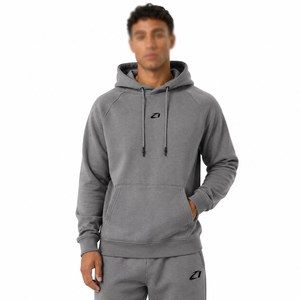 Sudaderas con Capucha para Hombre de Alta Calidad, Color Gris Jaspeado, Mezcla de Algodón y Felpa, Manga Raglán, Corte Holgado, Estilo Urbano, Logotipo Personalizado - Product Image 1