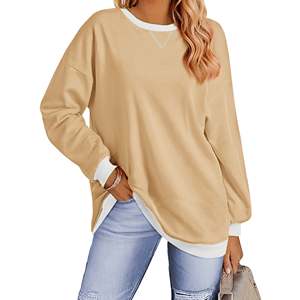 Sweat-shirts color block en gros pour femmes, col rond, manches longues, coupe oversize, pulls décontractés pour l'automne, 100% coton, 280 GSM - Product Image 6