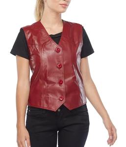 Gilet de moto en cuir véritable pour femme, écologique, respirant, coupe-vent, fermeture à boutons, poches, couleur personnalisée, logo personnalisé - Product Image 4