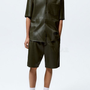 Pantalones Cortos de Cuero Modernos para Hombre, Cintura Media, Estilo Casual, Cierre con Cremallera, Ligeros, Transpirables y Cómodos para Uso Diario - Product Image 4