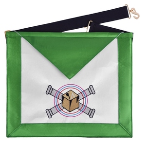 Tablier de Maître du 5ème Degré du Rite Écossais AASR en Soie Verte avec Broderie Machine, Régalia Maçonnique - Product Image 1
