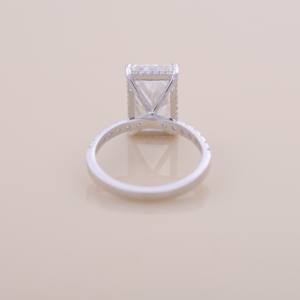 IGI Certified Radiant Cut Lab Grown Diamond Halo Engagement & Wedding Ring in <b>Solid</b> 925 Sterling <b>Silver</b> with Pavé Band - Product Image 4