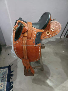 Caballo de cuero genuino asequible, equipo de equitación occidental, sillín de cuero americano, sillín de caballo inglés occidental - Product Image 6