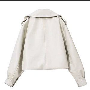 Nouvelle veste courte en cuir PU tendance printemps-automne, coupe ample, coupe-vent pour femmes - Product Image 4