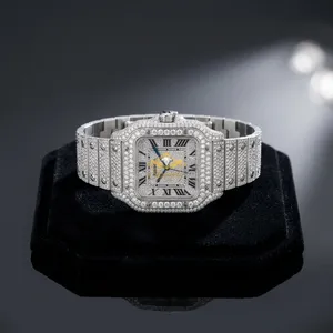 <b>Square</b> Mechanical Analog High Quality Stainless Steel <b>Men's</b> <b>Watch</b> Crystal Bracelet Rhinestone Strap Luxury Jewelry 3BAR Water - Product Image 6