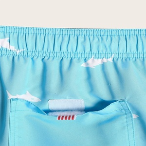Men's Light Blue Shark Print Swim Shorts Quick Dry Drawstring Casual Board Shorts - Product Image 6