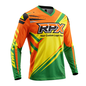 Jersey de Motocross Transpirable de Poliéster, Jersey de Motocross Naranja, Verde y Amarillo, Personalizado para Carreras de Motocross y Ciclismo Todoterreno - Product Image 3