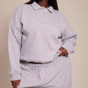 Conjunto de Sudadera con Cuello Polo y Pantalones Deportivos para Otoño/Invierno, Estilo Casual, Holgado, Versátil, Ropa Deportiva para Mujer - Product Image 2