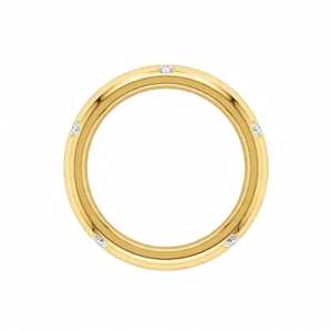 Bague de mariage minimaliste pour femme en argent sterling plaqué or 14K avec moissanite taille brillant rond et sertissage gypsy en forme de dôme - Product Image 4
