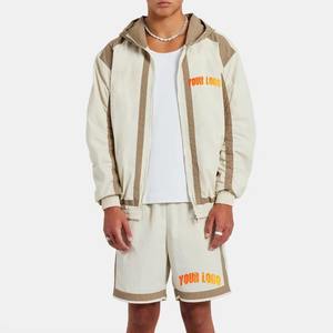 Conjuntos de Chaqueta Cortavientos de Nailon/Poliéster para Adultos, Tallas Grandes, Chaqueta Cómoda, Pantalones Cortos de Cintura Alta, Conjuntos Casuales con Estampado Lavado al Ácido - Product Image 1