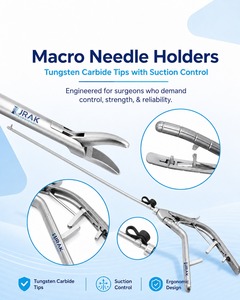Macro Needle <b>Holder</b> Tungsten Carbide Tip Suction <b>Control</b> Manual Surgical Needle <b>Holder</b> for Laparoscopic Operation - Product Image 2