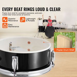 Set Batteria Completo per Adulti da 22 Pollici con Pelli in Betulla, Bass Drum, Tom, Rullante, Piatto, Supporti Regolabili e Piatti - Product Image 2