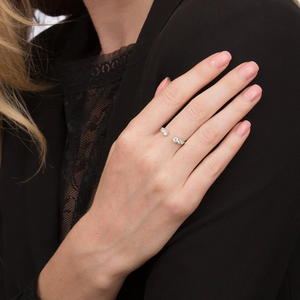 Wholesale Lab Grown Diamond Open Ring 18K Gold Adjustable Minimalist Stackable Diamond Band Astor Style Bridal Jewelry Supplier - Product Image 1