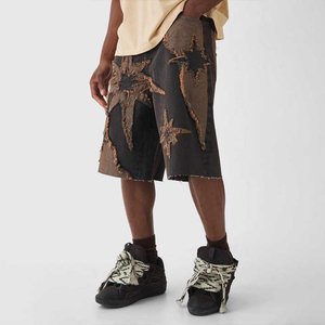 Shorts de mezclilla cargo con lavado ácido y múltiples bolsillos para hombre, estilo urbano, con dobladillo sin rematar y detalles de tirantes ajustables, venta al por mayor OEM B2B - Product Image 6
