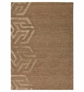 Modern Geometric Area <b>Rug</b> Rectangle Brown Wool Polyester <b>Tufted</b> Low Pile Non-Slip Living Room Floor <b>Rug</b> - Product Image 1