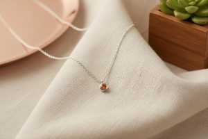 Citrine <b>Necklace</b> <b>Solid</b> Gold November Birthstone Bridesmaid Anniversary Gift Women Minimalist Jewelry - Product Image 4