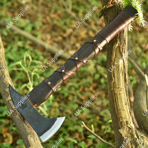 Hand Forged Viking Hatchet Carbon Steel High Quality 55 HRC Wooden <b>Handle</b> Leather Wrap Sheath Outdoor Camping Hunting <b>Axe</b> - Product Image 2
