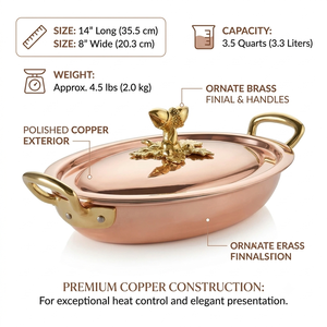 Olla de Cobre Hecha a Mano con Tapa y Asas Decorativas de Latón, Cacerola de Cobre de Lujo para Uso en Restaurantes y Servicios de Catering - Product Image 5