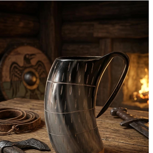 Venta al por mayor de tazas de cuerno vikingas ecológicas FAIZA CRAFT, tazas de cerveza de cuerno de búfalo talladas a mano de Uttar Pradesh - Product Image 1