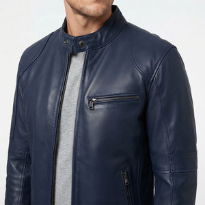 Veste en cuir de haute qualité pour homme, matière premium, texture riche, vêtement d'extérieur robuste, fabrication de vêtements pour motards. - Product Image 3