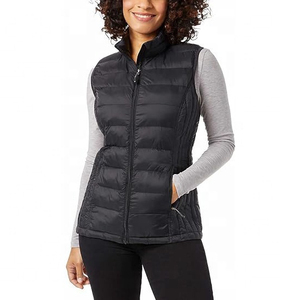 Puffy Vest Women Zip up Stand Collar Sleeveless Cotton Lightweight Padded <b>Cropped</b> <b>Puffer</b> Quilted Vest Winter Warm Coat <b>Jacket</b> - Product Image 3