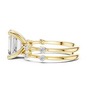 Anillo de Compromiso y Boda de Lujo de Oro de 14K con Diamante Cultivado en Laboratorio de Corte Esmeralda de 2.5 Quilates Certificado por IGI de Aries Jewel con Banda a Juego - Product Image 2