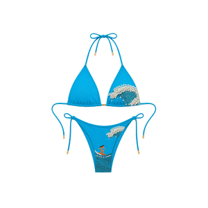 Bikini Rosa Tropical con Cuentas, Cuello Halter y Tirantes Finos, Tela de Algodón/Spandex, Traje de Baño de Dos Piezas de Alta Calidad - Product Image 5