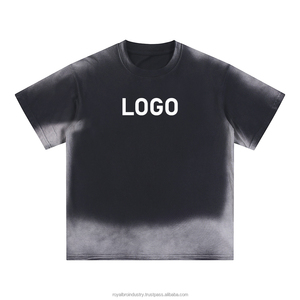 เสื้อยืดผู้ชายทรงหลวมวินเทจแฟชั่นใหม่โลโก้100% กำหนดลาย250gsm ทุกข์โอเวอร์ไซส์ - Product Image 2