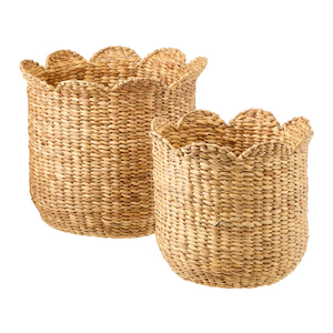 Petit panier de rangement rectangulaire festonné en jacinthe d'eau avec couvercle à charnières pour la maison, la cuisine, la salle de bain, la chambre - Product Image 2