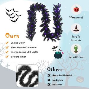 Ghirlanda di Halloween con 50 luci LED viola, 9 piedi, preilluminata per decorazioni spaventose - Product Image 5