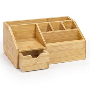 Wooden Table Desk Organizer Stationery Holder <b>Storage</b> Box Pen Rack Office Workspace Utility Caddy Stylish - Product Image 1
